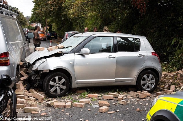 After crashing through the wall and into a van, the motorist finally came to a rest in the adjacent Rosefield Street