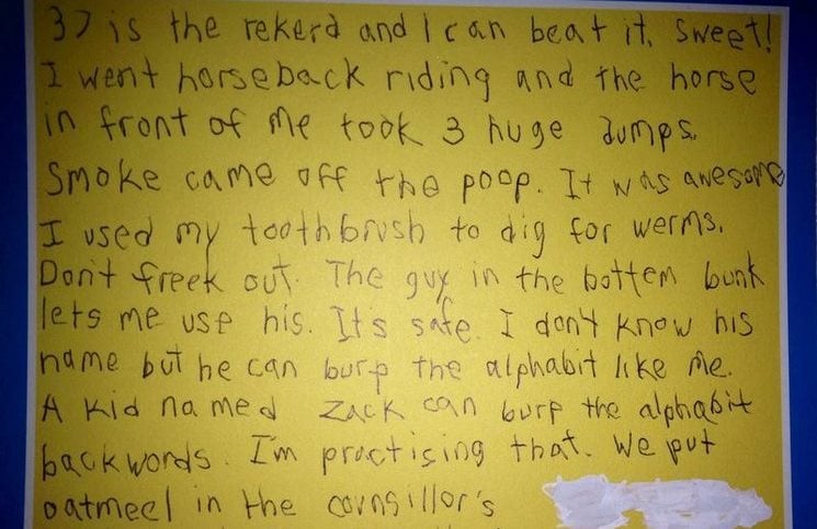 Ένας 8χρονος έστειλε γράμμα στη μαμά του από την κατασκήνωση. Είναι ότι πιο αστείο θα διαβάσετε σήμερα