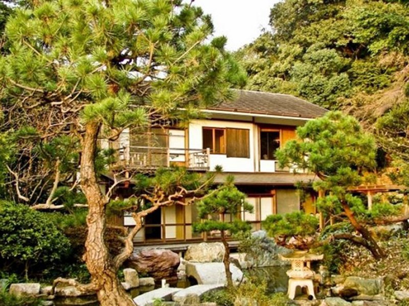 JAPAN: This secluded house sits atop ’turtle mountain’ in a large bamboo forest, and is on the market for $9 million. 