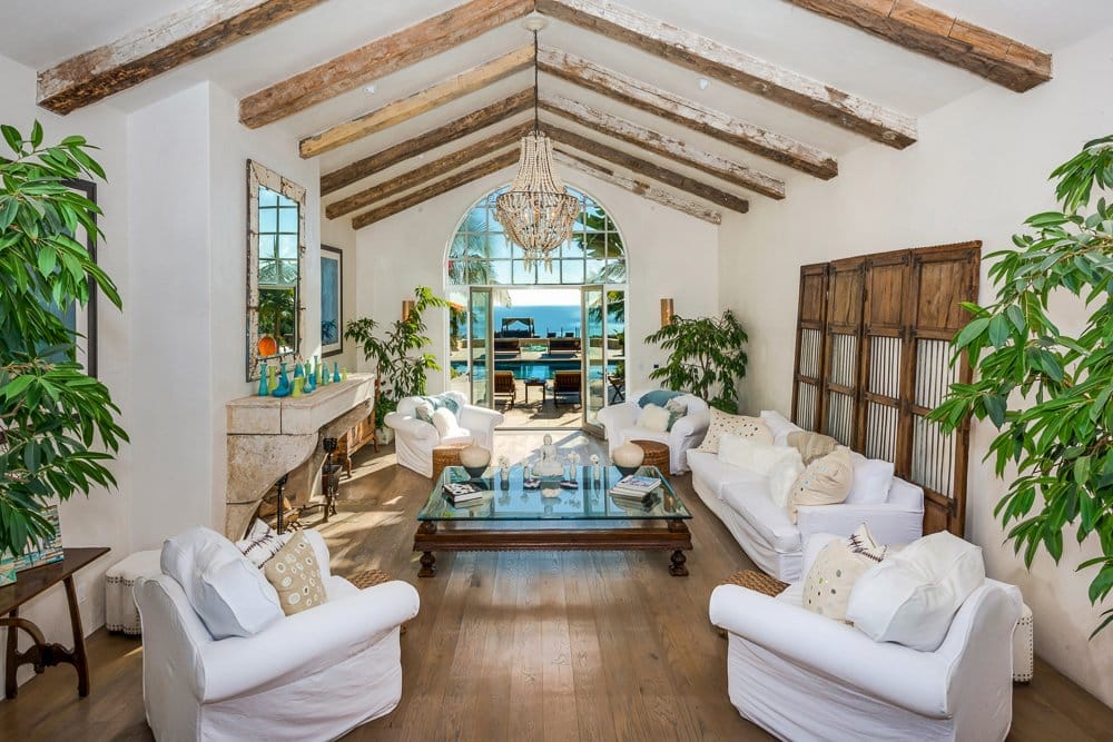 The living room has views of the ocean.