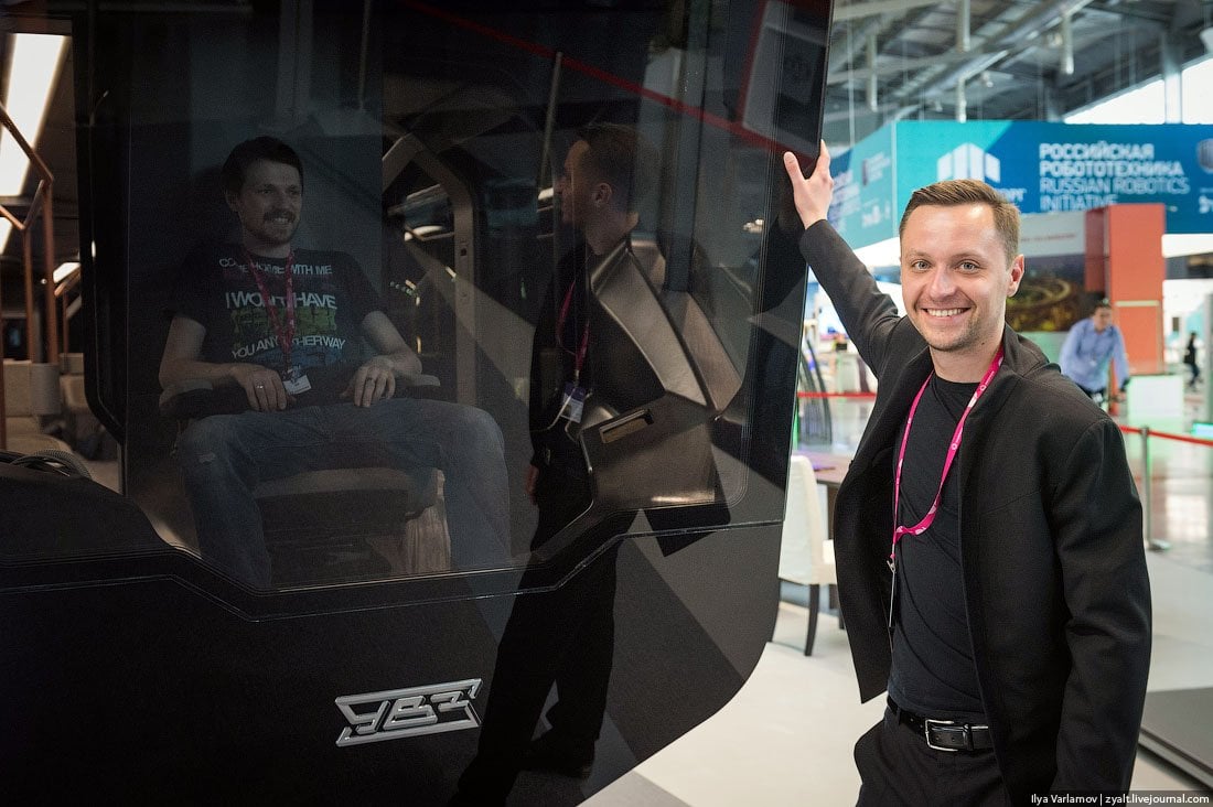 This is the tram's designer, Alexei Maslov.