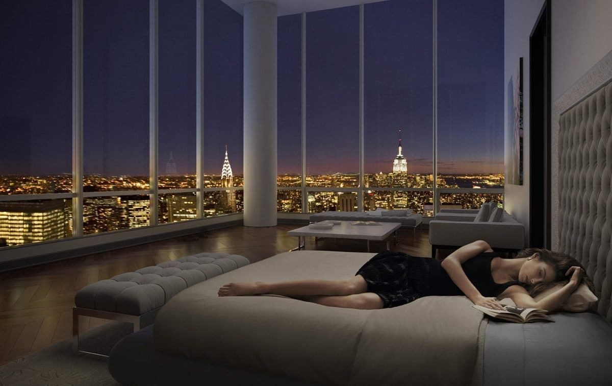 every room has 23 foot floor to ceiling windows providing unparalleled views of new york