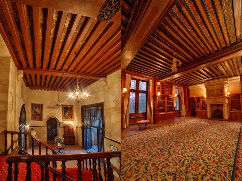 Exquisitely carved beams line nearly every ceiling of the house.