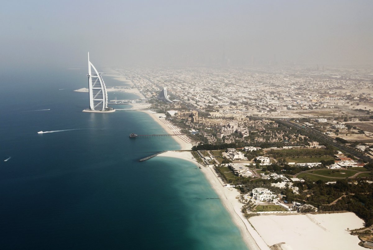 The Burj Al Arab, the fourth-tallest hotel in the world, dominates the Dubai skyline.