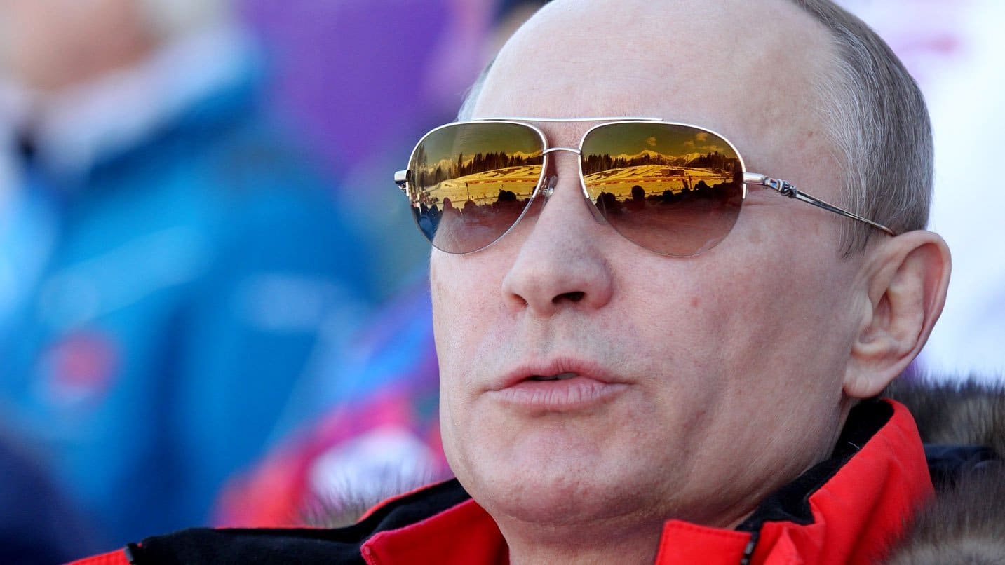 Russian President Vladimir Putin Watches Men's 4x10 K Cross-Country At the 2014 Winter Olympics,