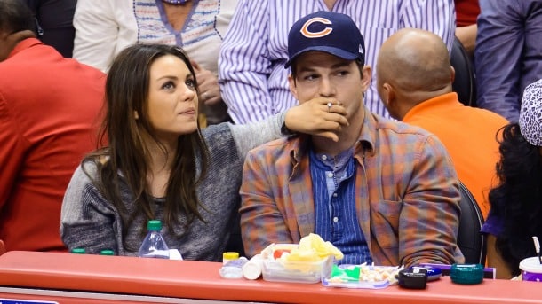 mila kunis ashton kutcher clippers game