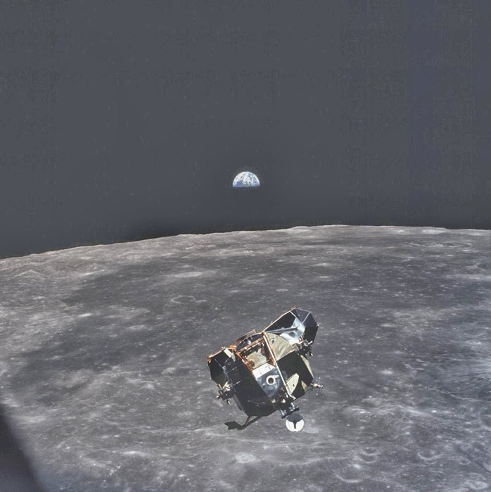 this photo was taken by astronaut michael collins when he took this photo he was the only human alive or dead