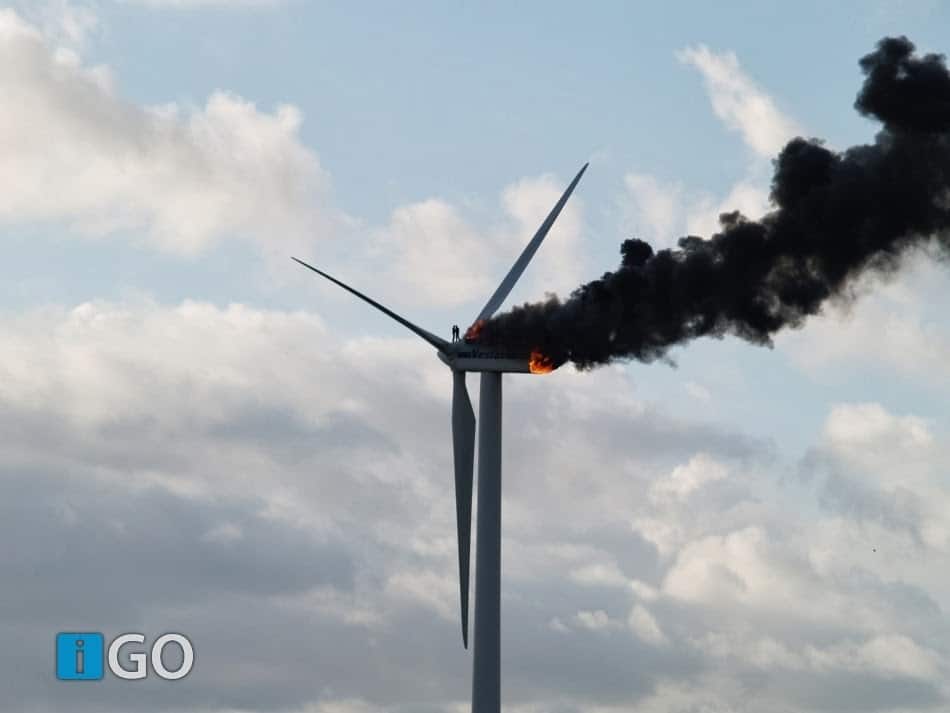 two engineers died when the windmill they were working on caught fire. this might be the last picture taken of them alive