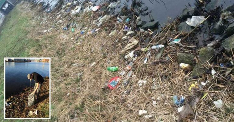 Πήρε την απόφαση να καθαρίσει μόνος του ένα βρώμικο ποτάμι