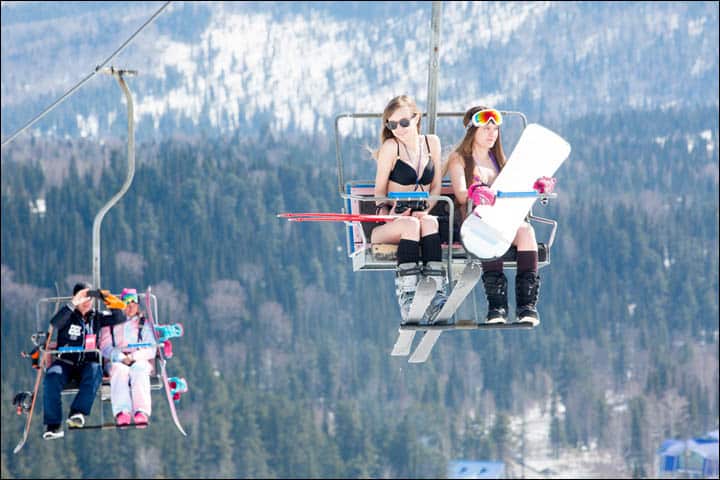 inside girls high in the lift