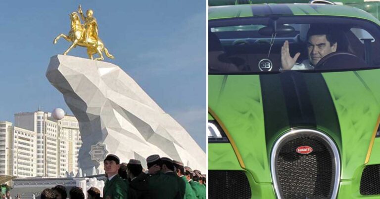 Ξεχάστε τον Κιμ Γιονγκ Ουν! Ο ηγέτης του Τουρκμενιστάν έχει δικό του χρυσό άγαλμα!