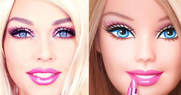 Μια γυναίκα μετατρέπεται σε Barbie με την βοήθεια του μακιγιάζ μέσα σε 1,5 λεπτό!