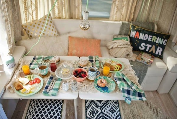 dining area in a remodeled airstream 600x403 1