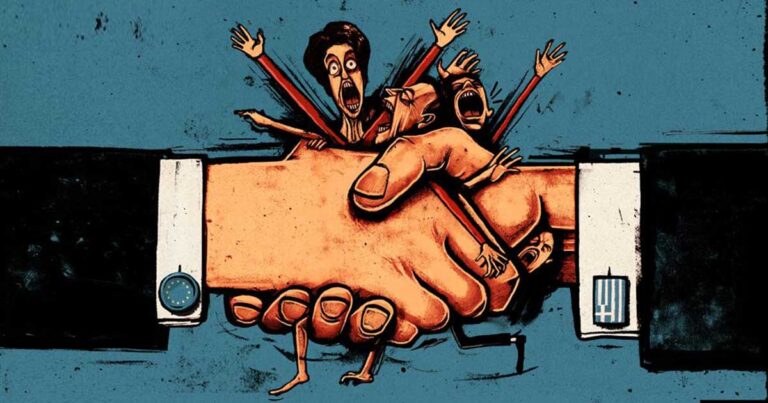 Το σκίτσο της βρετανικής Independent για τη συμφωνία.