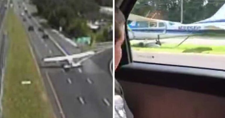 Αεροπλάνο προσγειώνεται αναγκαστικά σε εθνική οδό γεμάτο αυτοκίνητα!
