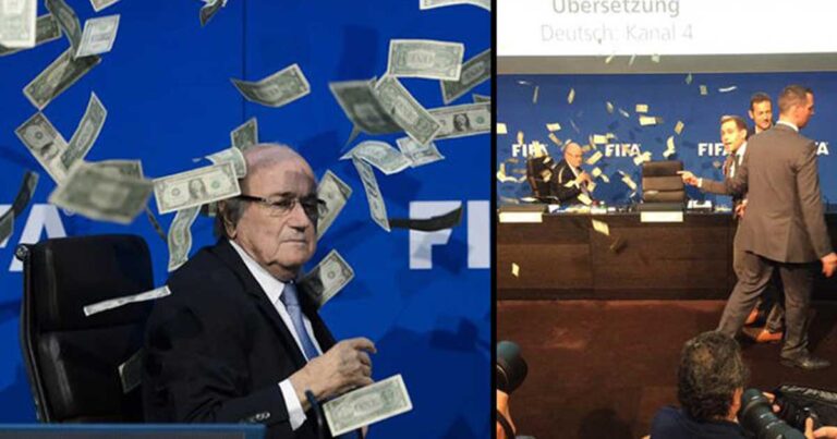 Πέταξε τα λεφτά στα μούτρα του προέδρου της FIFA! Δείτε το βίντεο.