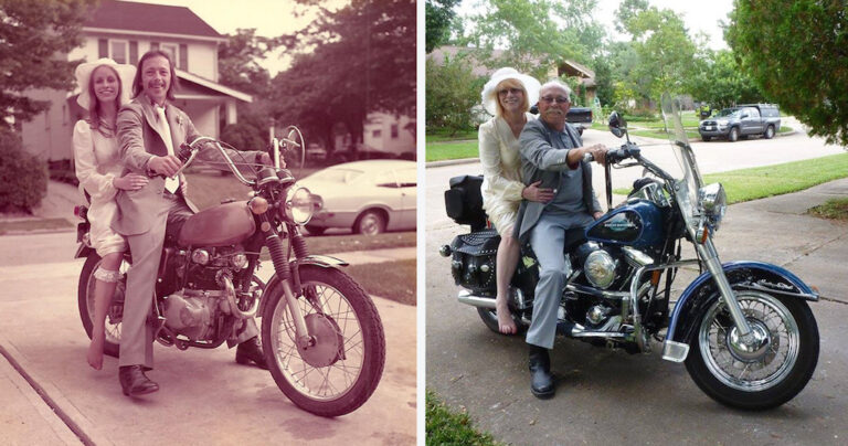 Γιορτάζουν τα 40 χρόνια γάμου τους αναπαριστώντας παλιές φωτογραφίες τους!