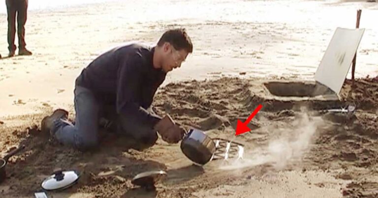 Σχεδίασε στην άμμο ένα οχτάγωνο και το γεμίζει με κασσίτερο! Δείτε το εντυπωσιακό αποτέλεσμα!