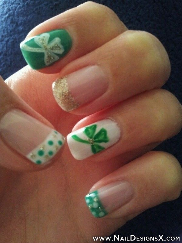 44-Lucky-Clover-French-Manicure