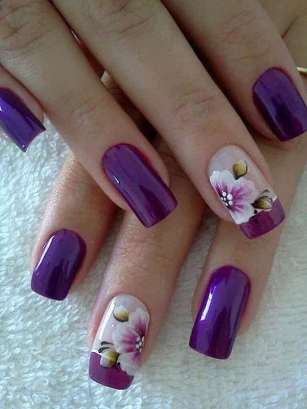 59-Purple-Flower-French-Manicure