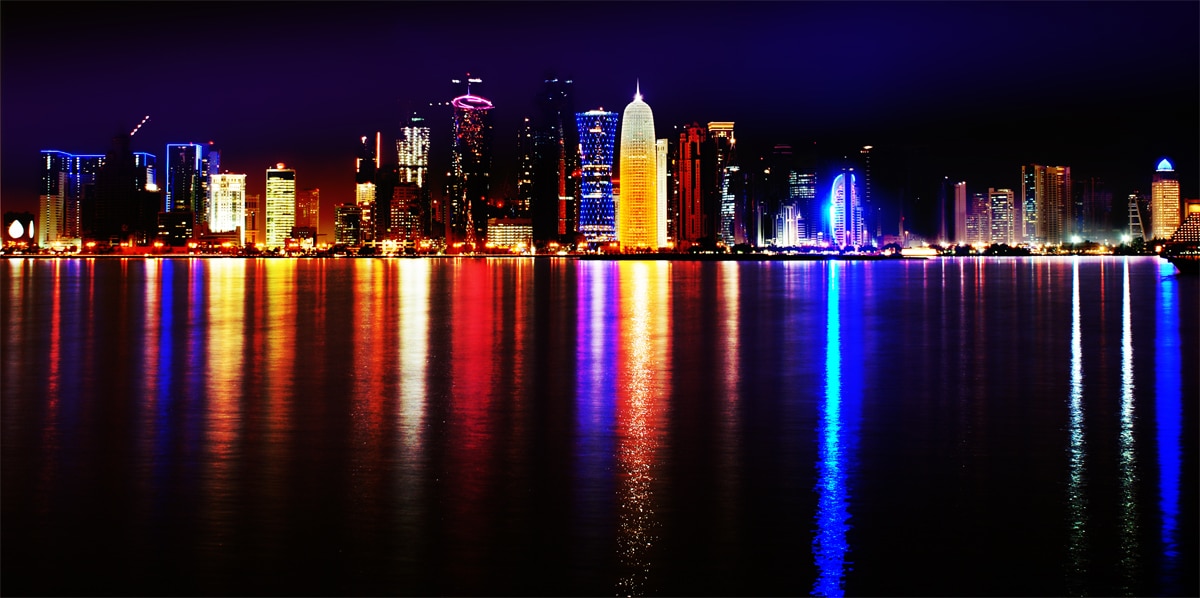 doha qatar skyline at night sept 2012