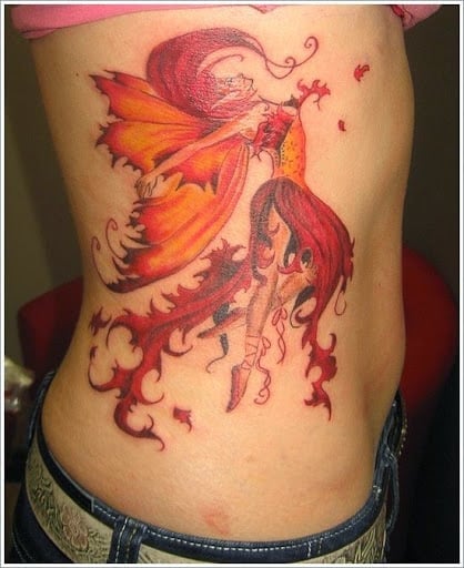 fairy tattoos for girls on side rib cage