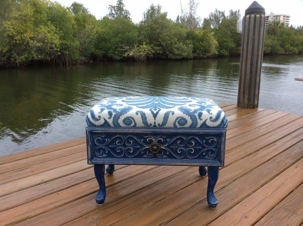 repurposed-drawer-to-vintage-blue-ottoman-painted-furniture-repurposing-upcycling-reupholster-600x448