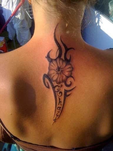 tribal tattoos with flower for girls