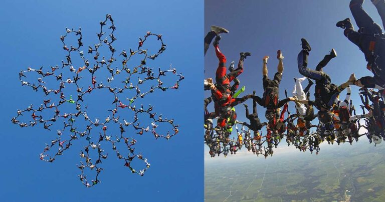 164 αλεξιπτωτιστές έσπασαν το παγκόσμιο ρεκόρ δημιουργώντας ένα λουλούδι στον ουρανό!