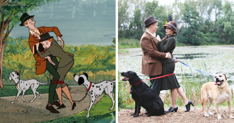 Ζευγάρι αναπαράγει την εισαγωγή από τα “101 σκυλιά της Δαλματίας” για τις φωτογραφίες του αρραβώνα του