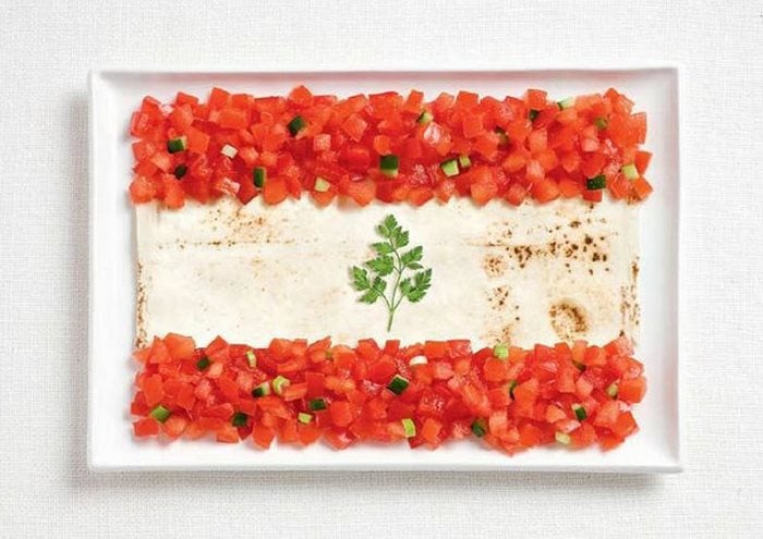 Εθνικές σημαίες δημιουργημένες από τα παραδοσιακά τρόφιμα κάθε χώρας