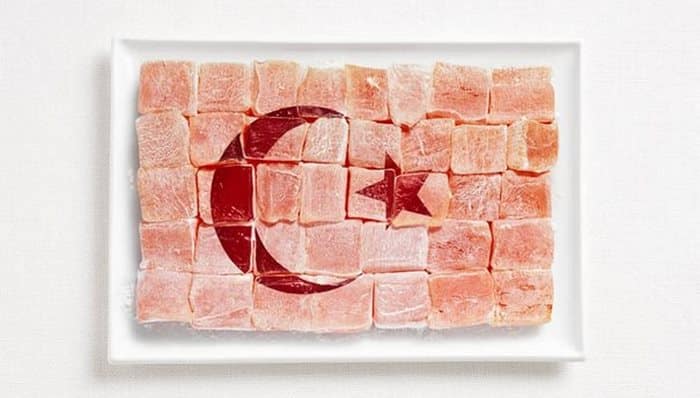 Εθνικές σημαίες δημιουργημένες από τα παραδοσιακά τρόφιμα κάθε χώρας
