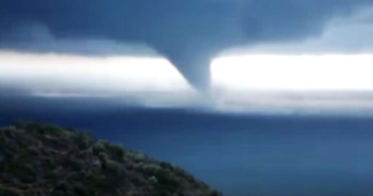 Ένα σπάνιο βίντεο από υδροστρόβιλο στα Μέθανα της Πελοποννήσου