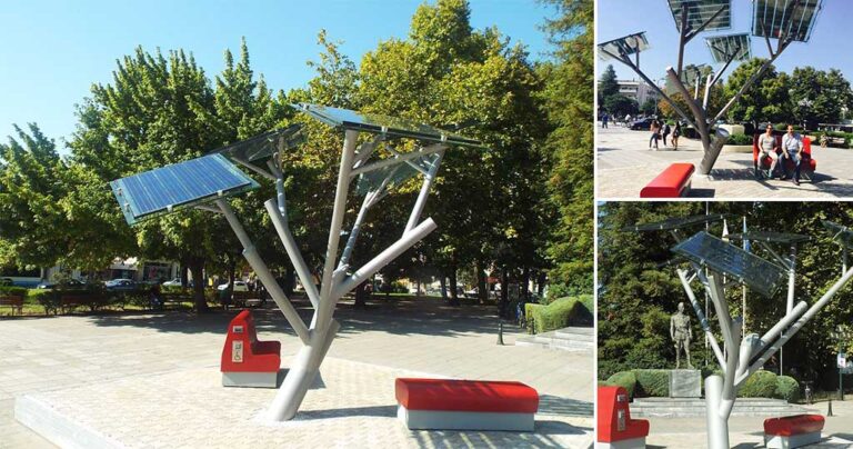 Φωτοβολταϊκό «δέντρο» στην κεντρική πλατεία Τρικάλων