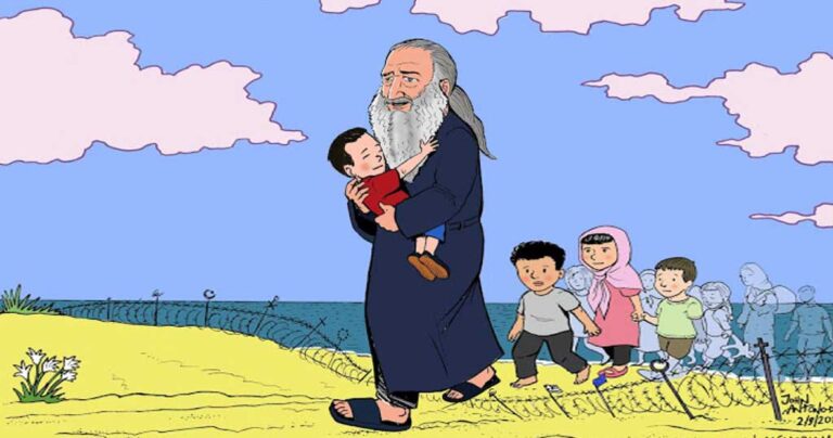 Το σκίτσο με τον Παπα-Στράτη και το νεκρό προσφυγόπουλο που συγκινεί