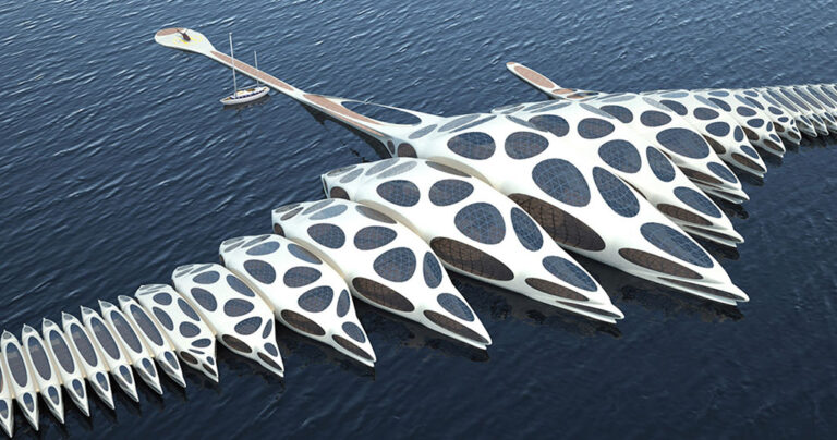 Το πρωτοποριακό ξενοδοχείο που μοιάζει με «ραχοκοκαλιά» και επιπλέει στον ωκεανό!