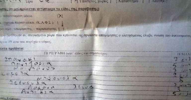 Πρόστιμο 5.000 ευρώ σε… γιαγιά που πουλούσε μαϊντανούς στη λαϊκή!