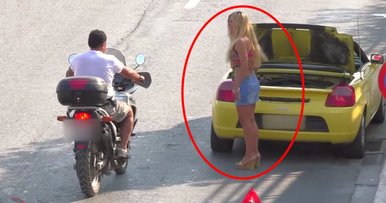 Πως αντιδρούν οι Έλληνες οδηγοί όταν μια εντυπωσιακή γυναίκα ζητάει βοήθεια;