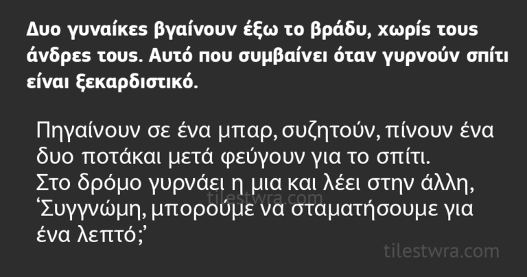 Δυο γυναίκες βγαίνουν να τα πιουν χωρίς τους άνδρες τους. Τότε συμβαίνει αυτό!