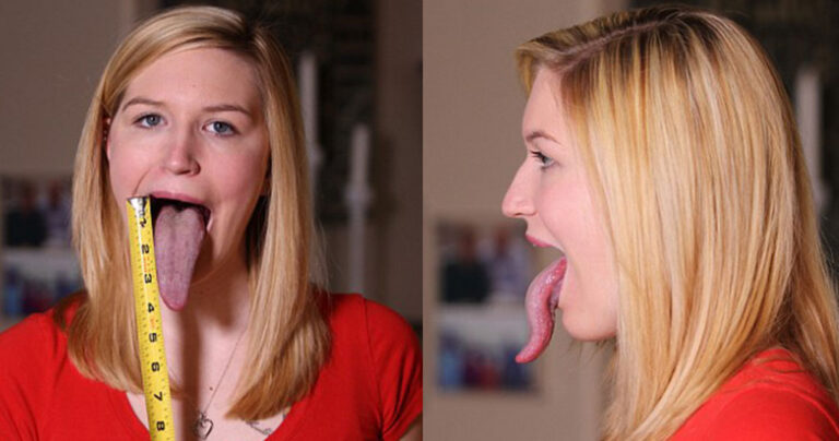 Η γλώσσα αυτής της κοπέλας είναι τόσο μακριά που μπορεί να φτάσει το μάτι… της!