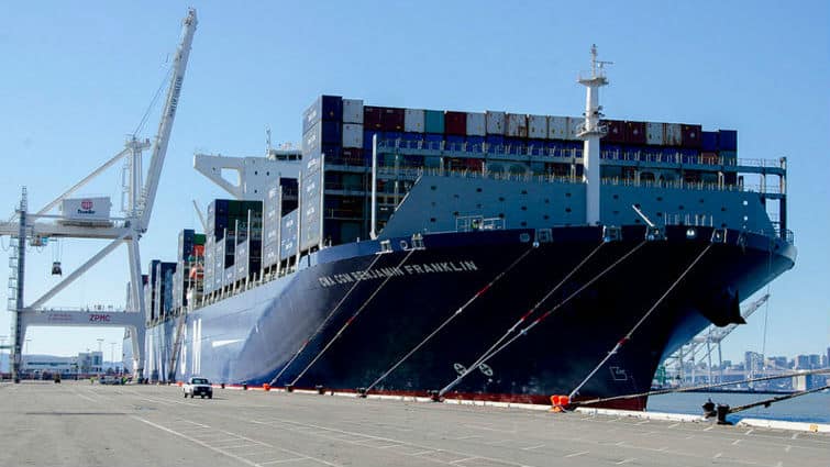 cma cgm benjamin franklin at oakland 16x9