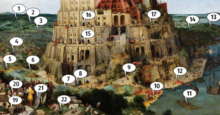 22 λεπτομέρειες που έχουμε παρατηρήσει στον Πύργος της Βαβέλ του Μπρέγκελ