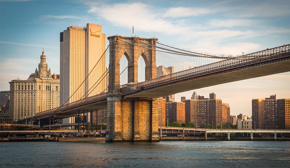 Manhattan Suspension Bridge under Construction as viewed from Brooklyn