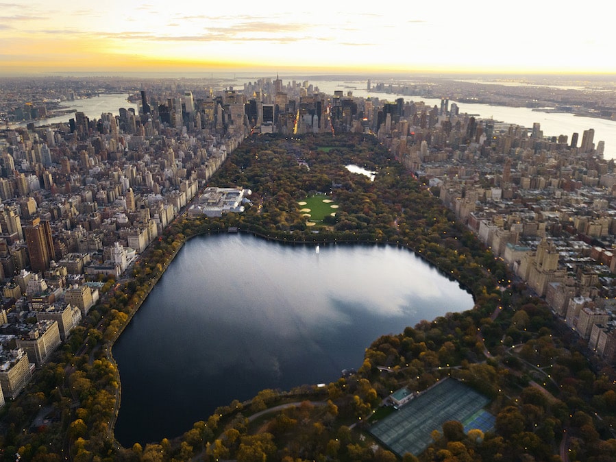 08 Jan 2007, New York, New York, USA --- Aerial view of Central Park and Manhattan --- Image by © Cameron Davidson/Corbis