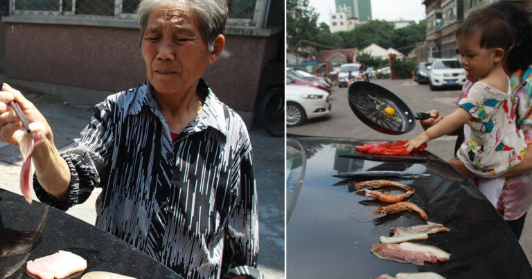 Γιαγιά στην Κίνα τηγανίζει κυριολεκτικά πάνω στο πορτ μπαγκάζ λόγω καύσωνα