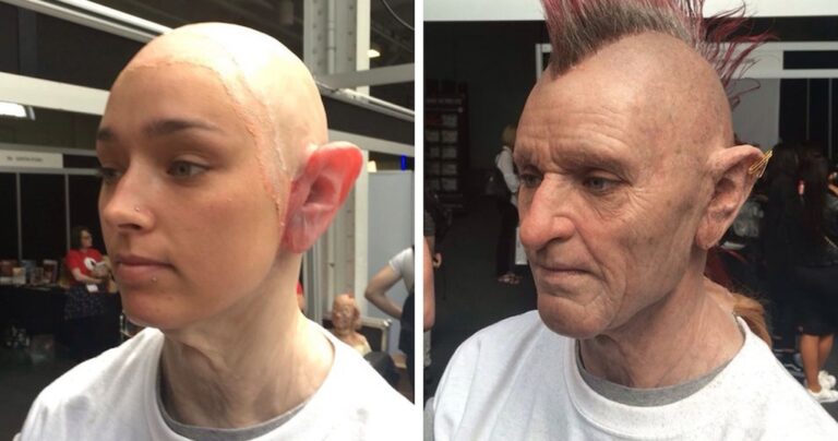 Καλλιτέχνης του μακιγιάζ μεταμορφώνει νεαρή σε ηλικιωμένο punk