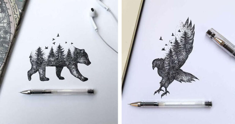 17 εκπληκτικά σκίτσα από Ιταλό σκιτσογράφο που αποδίδει φόρο τιμής στην φύση και στα ζώα