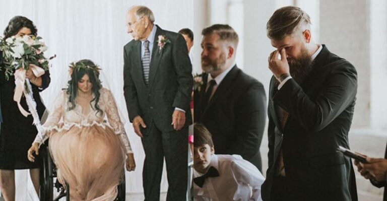 Παράλυτη νύφη περπατάει για πρώτη φορά στο γάμο της και συγκινεί γαμπρό και καλεσμένους