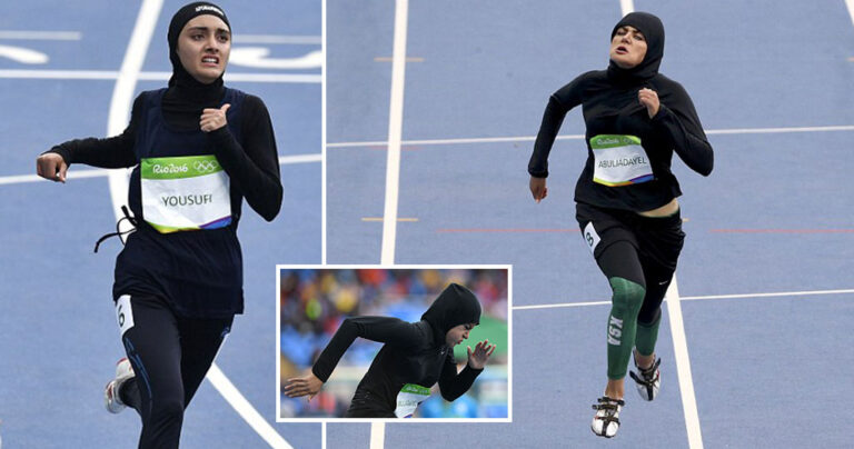 Δρομέας από τη Σαουδική Αραβία φορά χιτζάμπ και αγωνίζεται στα 100 μέτρα.