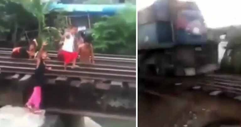 Το τρένο περνά πάνω από 6 παιδιά ενώ η μάνα τραβάει βίντεο